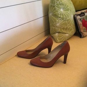 Ralph Lauren Brown Tan Caramel leather heels pumps womens 9.5